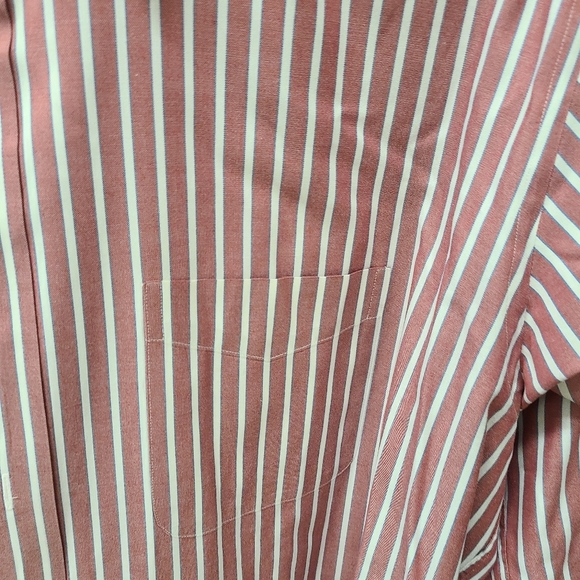LL Bean Red Striped Button Down Shirt 16 1/2 - Picture 3 of 6